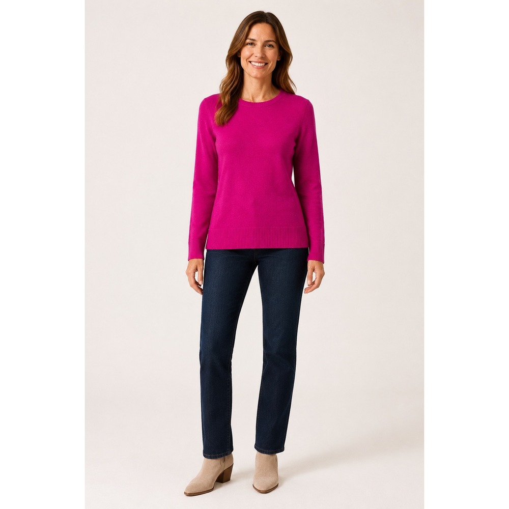 J.Crew Womens Fuchsia Pink Long Sleeve Crewneck Knit Sweater Size M